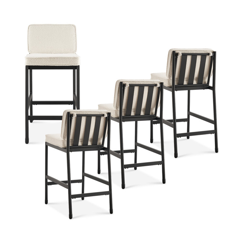 Odelia Counter Stools, 4-pc, Pearl White Boucle