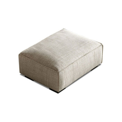 Creamy-white Cotton And Linen cushion Ottoman
