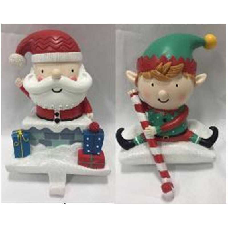 Santa And Elf Christmas Stocking Holders - 5" - Set Of 2