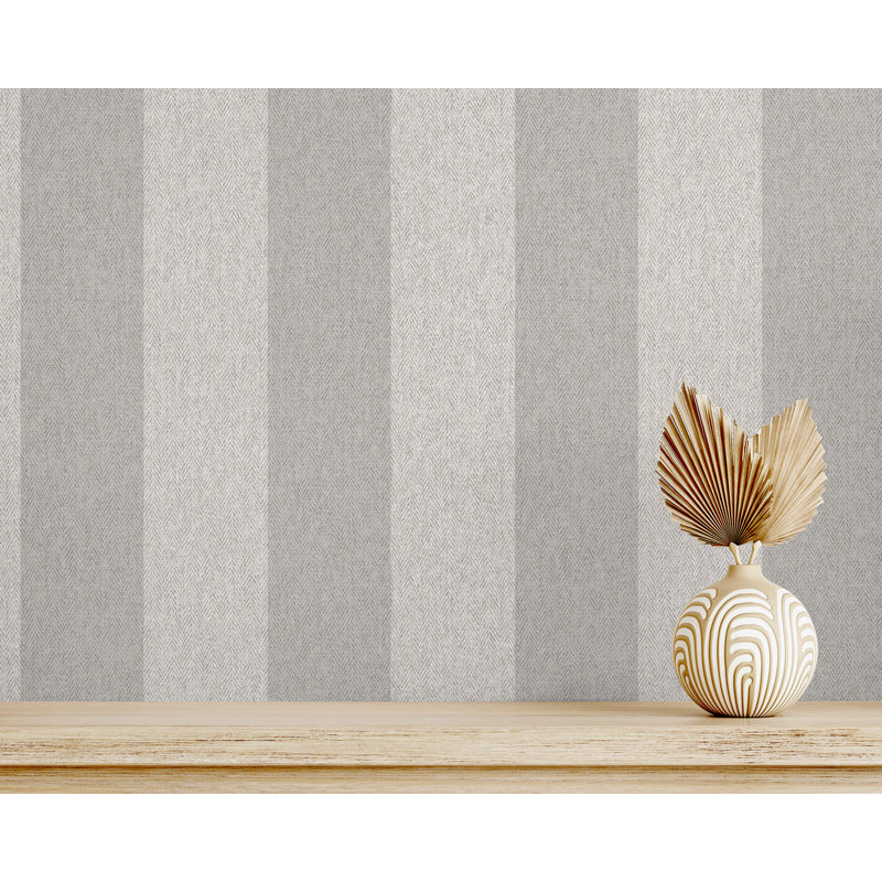 Finn Chevron Stripe Wallpaper, Gray