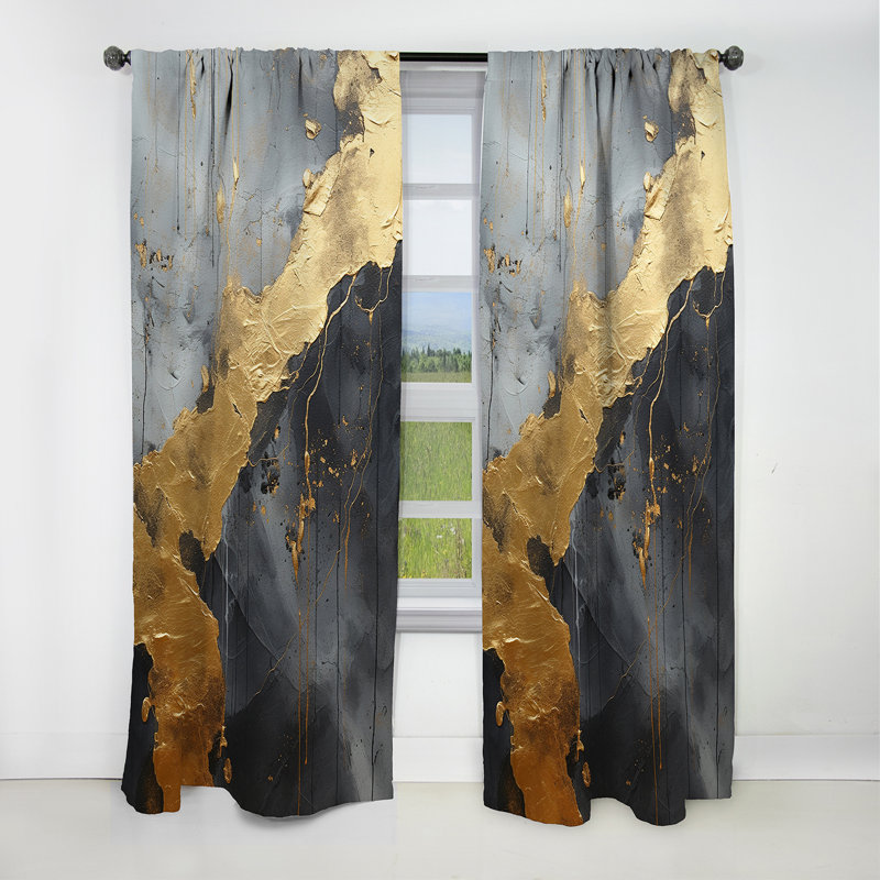 Brookview - Spirals Abstract Blackout Curtain - 1 Panels, 52" W x 120" L