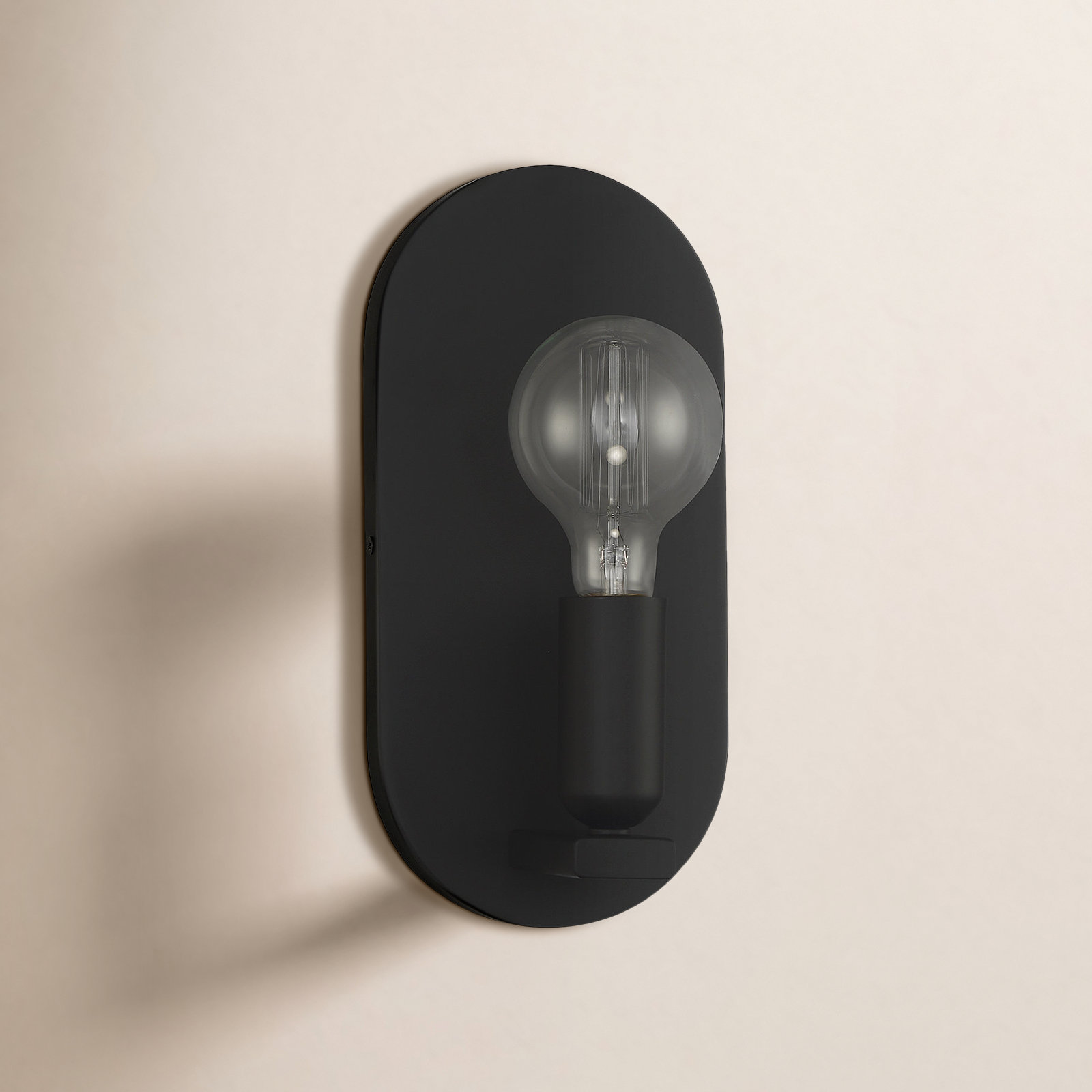 Single Light Dimmable Armed Sconce, Matte Black