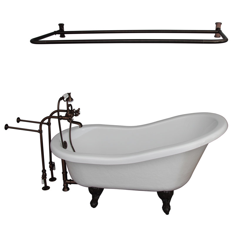 60'' x 30'' Soaking Acrylic Bathtub with Faucet, Oil Rubbed Bronze, White