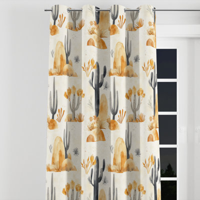 Abstract Window curtains - Black Boho Desert Minimal Grommet Curtain - 1 Panel