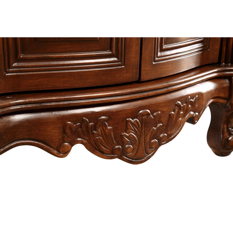 27'' Single Bathroom Vanity with Top, Teak, Cream Marble