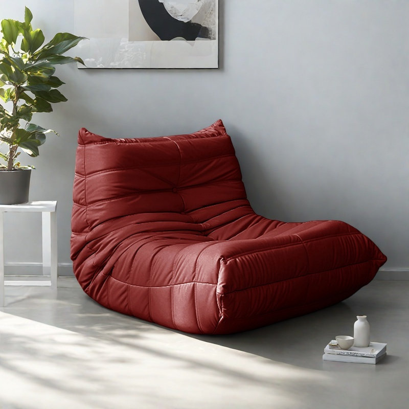Canapé à billes rétro, Cuir véritable rouge