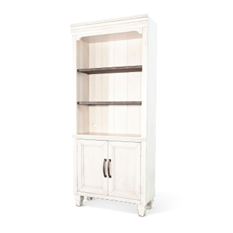 Bibliothèque Barnie avec 3 tablettes ouvertes, bois d'acajou brun et blanc
