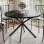 47.2 Inch Round Dining Table For 4, Farmhouse Wood Kitchen Table, Circle Dinner Table For Kitchen & Dining Room, Black