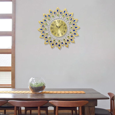 Large Modern Wall Clock With Arabic Numerals, Silent Non-Ticking Quartz Movement, Elegant Gold Design For Living Room, Kitchen, Bedroom, And Office Decor