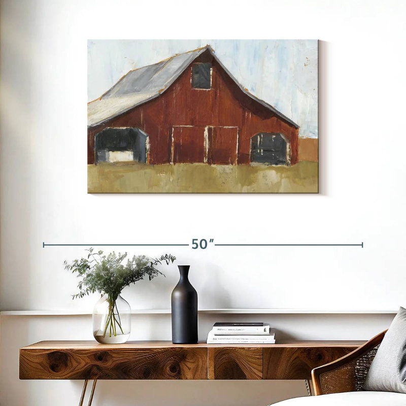 Lilie Rustic Red Barn I, 24" H x 36" W