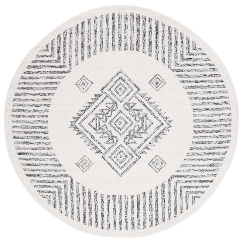 Tapis noir / ivoire Lavardens, Rond 6 pi