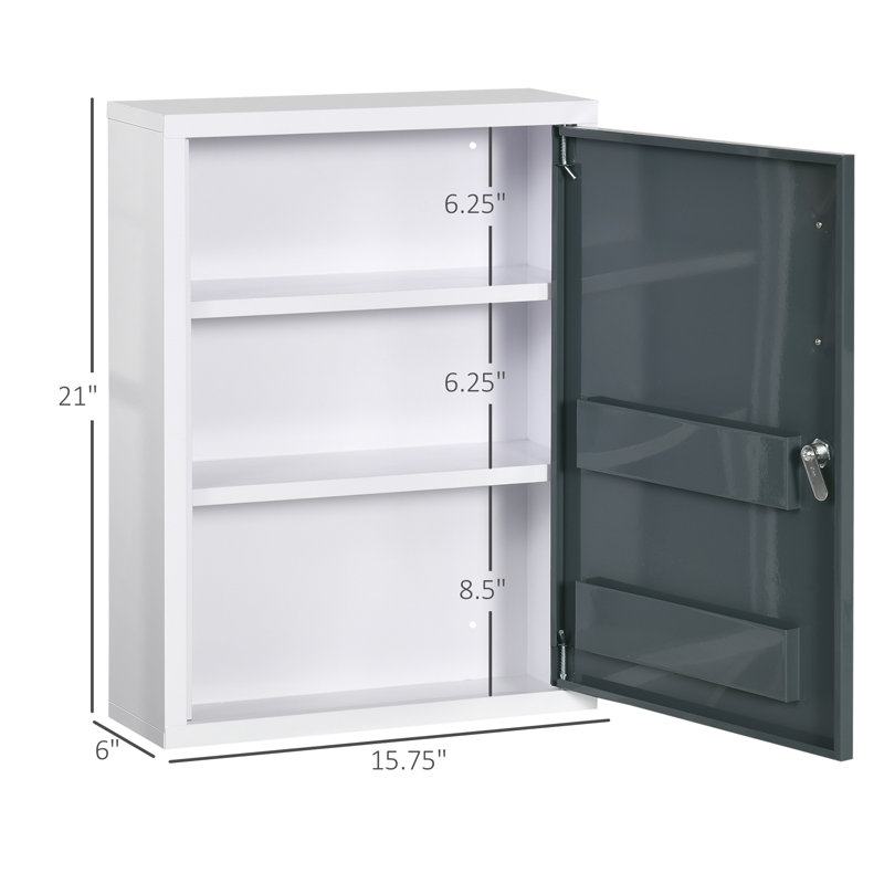 Armoire à pharmacie Kleankin avec tablettes à l'intérieur et sur la porte