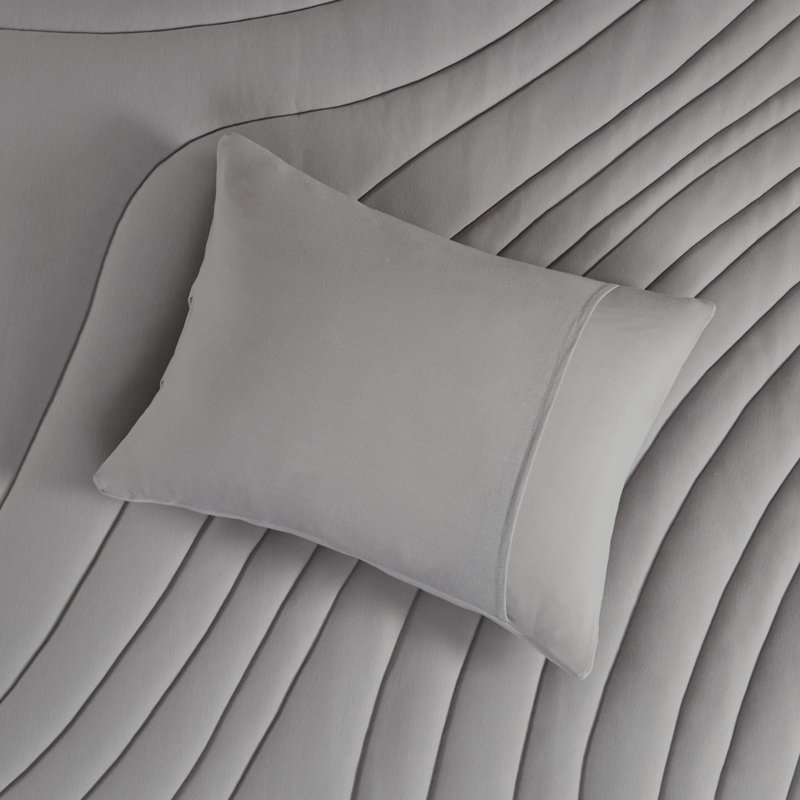 Juniper Jersey Puffy Comforter Set, Gray, King / Cal King Comforter + 2 King Shams