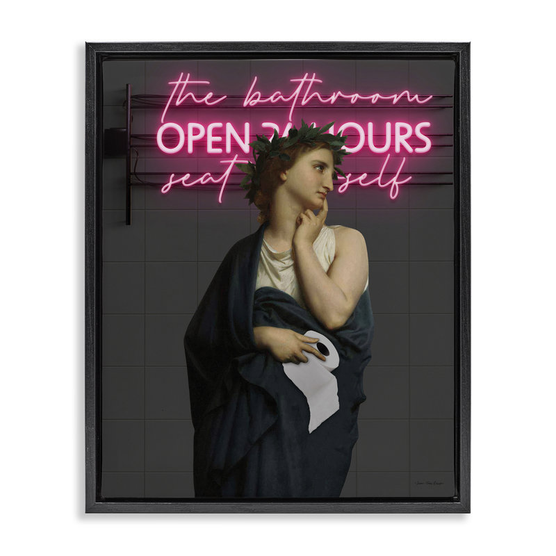 Cadre flottant classique Lady at Bathroom, design par Seven Trees Design, Cadre flottant noir de jais, H 21 po x l 17 po