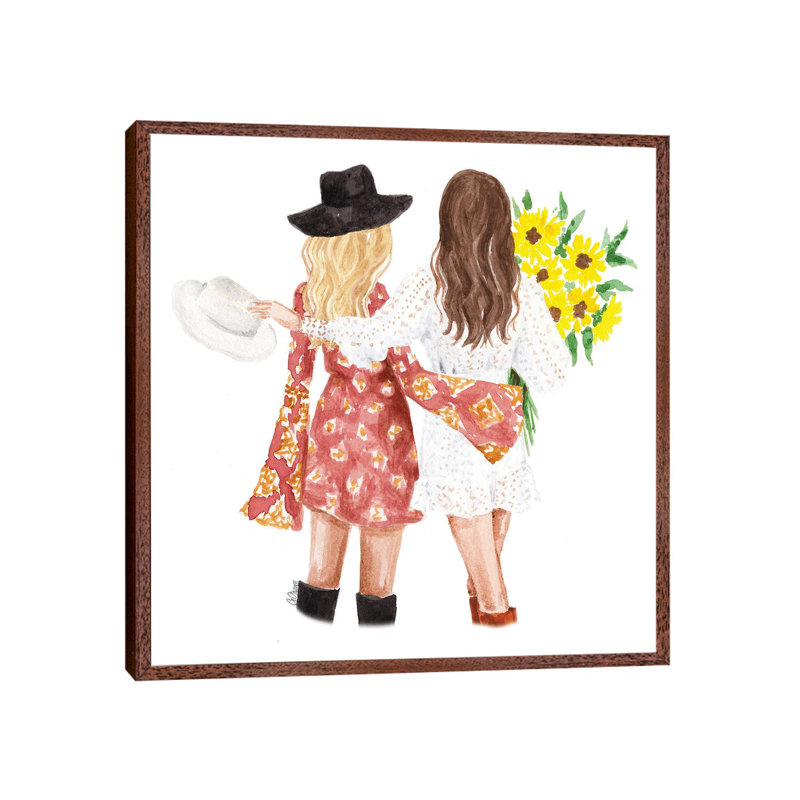 Best Friends With Sunflowers by Style Of Brush - Gallery-Wrapped Canvas Giclée on Canvas, 45.72 cm H x 45.72 cm W