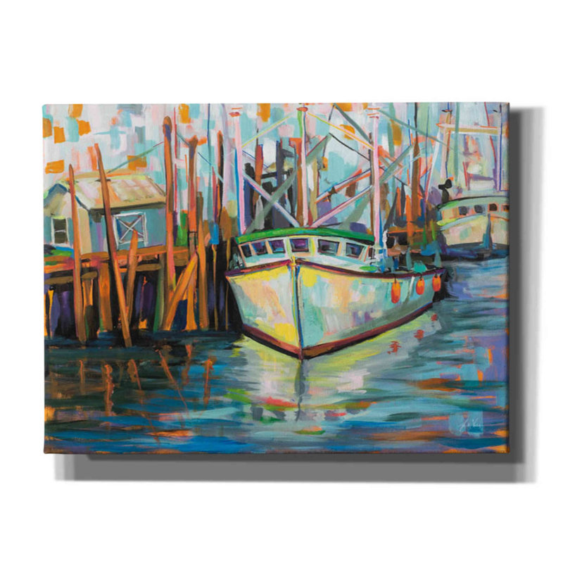 "At the Dock" par Jeanette Vertentes, art mural sur toile, H 12 po x l 16 po x P 0,75 po
