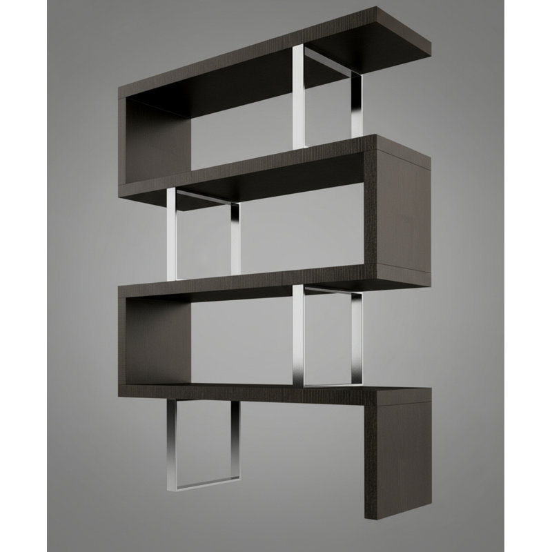 Charlis Geometric Bookcase, Gray, (4 Shelves) 67" H x 72" W x 16" D