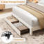 Structure de lit double tapissier pleine grandeur en velours avec tête de lit et 2 tiroirs de rangement sous le lit, conception à lattes en bois, aucune base supplémentaire requise, assemblage facile, beige-127965559-127965557