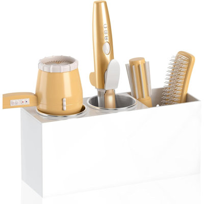 Wall Mount Hair Styling Tool Organizer  Bathroom Cabinet Holder For Blow Dryers, Flat Irons, Curling Irons   White