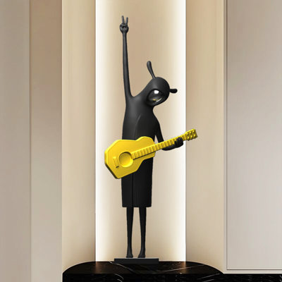 39.37" H Guitar Player Figurine Floor Ornament, Luxury Living Room TV Stand Decor, High-End Art Craft
