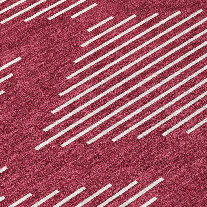 Garnet Red Synthetic Flat Woven Rectangular Rug 1'8" x 2'6"