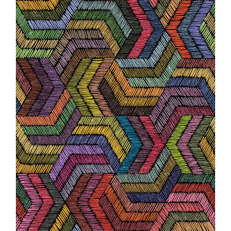 Murale géométrique colorée à motif de chevrons, L 108 po x l 96 po