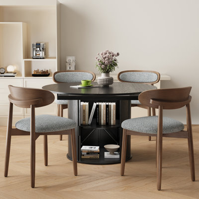 Ensemble de salle à manger 5 pièces avec table de rangement extensible intégrée et 4 chaises