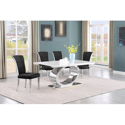 Bannister Marble Top Pedestal Dining Set