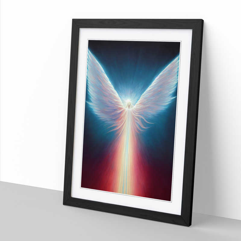 FRM-V0523-72X Angel - Single Picture Frame Print, Black Framed, 64cm H x 46cm W x 2cm D