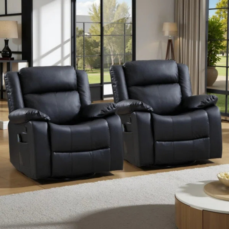 Fauteuil inclinable manuel pivotant Leedward, Noir, noir, noir, noir