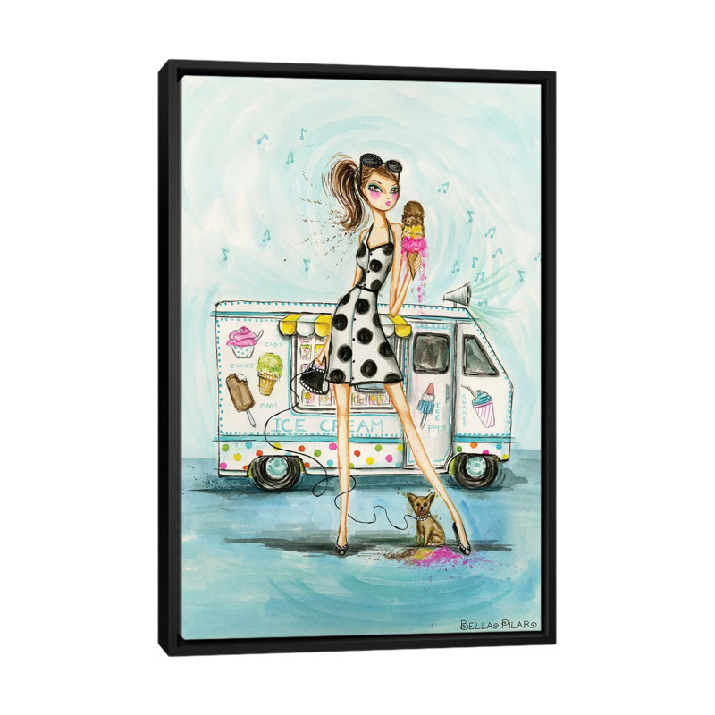 «Bella» Bella Pilar, reproduction sur toile tendue, Toile avec cadre noir, H 26 po x l 18 po x P 1,5 po, Pas de tapis