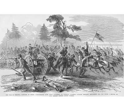 " Custer Captures Confederate Guns Near Culpeper Virginia " by Frank Leslie