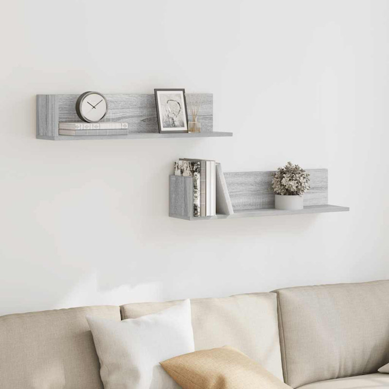 18-20 Wall Mounted Shelf, 16.5cm H x 75cm W x 16.5cm D, Grey/Sonoma