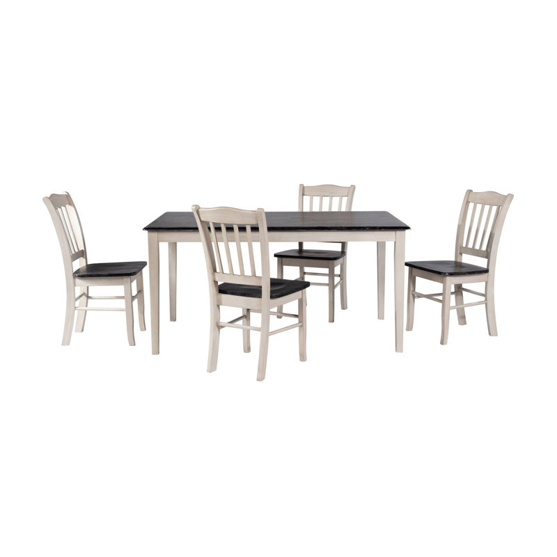 Weldy 4 - Person Dining Set, European Black Ash/Antique White