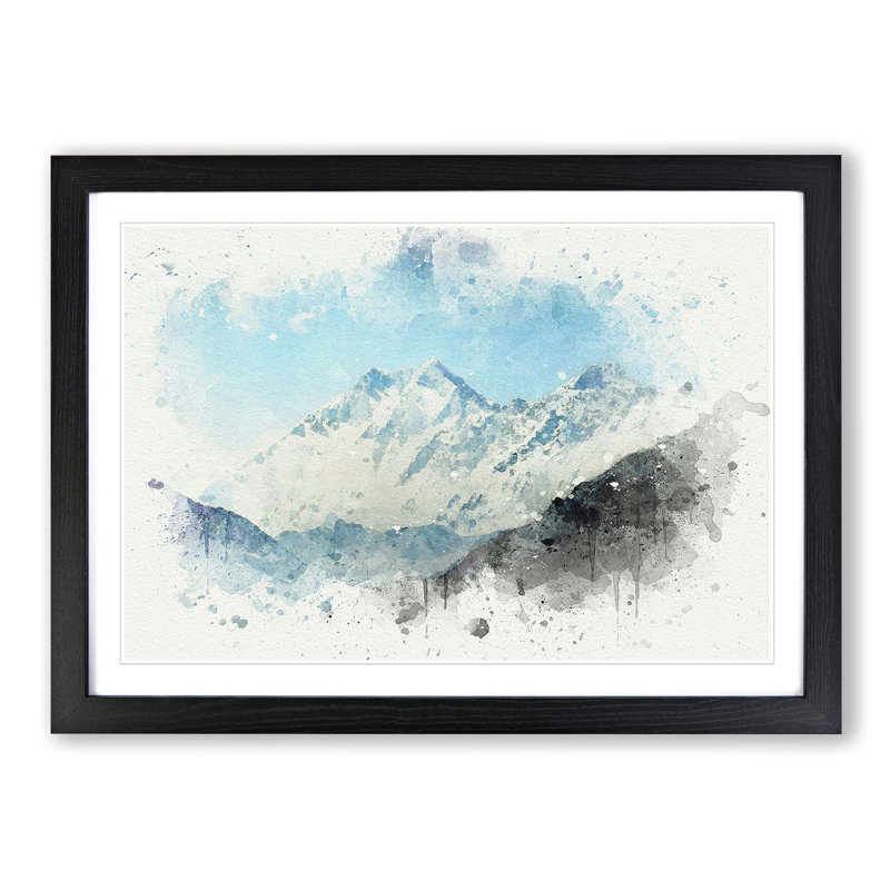 Mount Everest in Tibet and Nepal in Abstract - Picture Frame Graphic Art Print, 36cm H x 48cm W x 2cm D, Black Framed