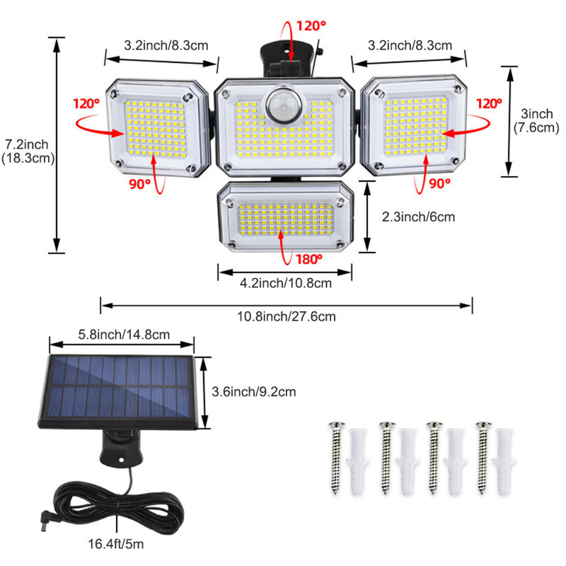 LED Solar Power Dusk to Dawn Flood Light with Motion Sensor