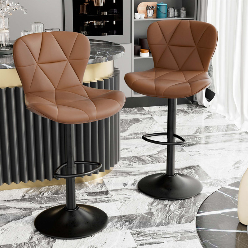 Ensemble de 2 tabourets de bar pivotants rembourrés en similicuir Modern