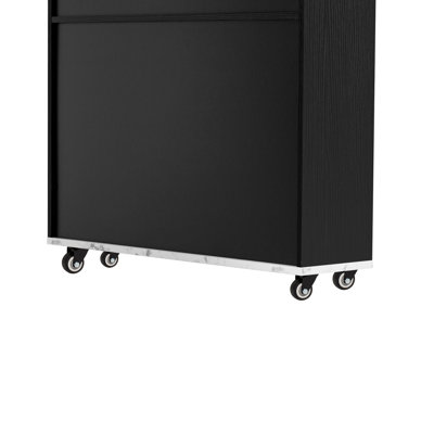 Extendable Dining Table with Extra-Long Folding Top, Rolling Kitchen Island with Drawers, Power Outlet and Brake lock, Storage Cabinet for Kitchen and
