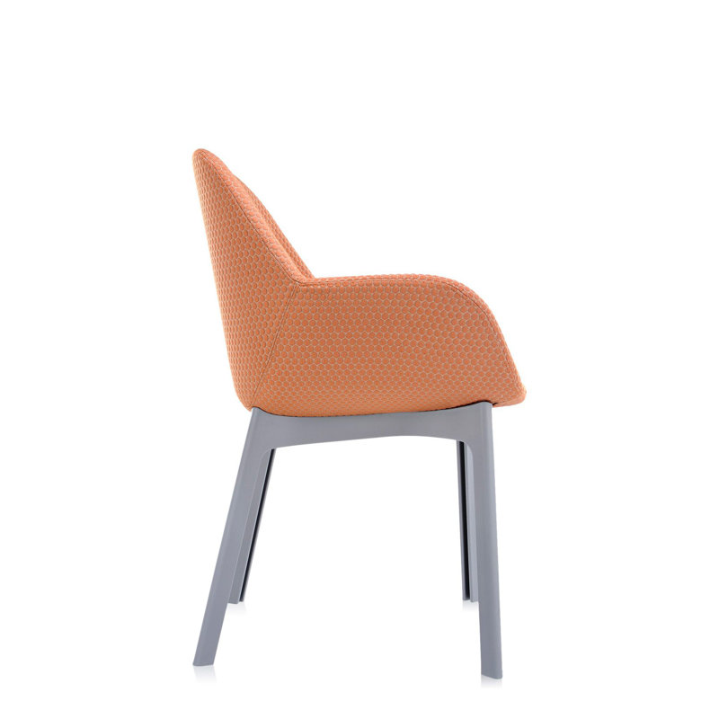 Clap Upholstered Arm Chair, Gray, Orange
