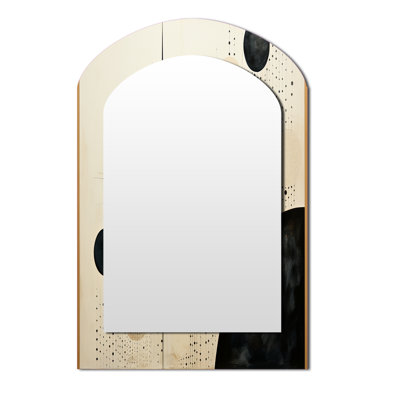 Beige noir Mid Century Minimalist Oasis - miroir mural asymétrique minimaliste