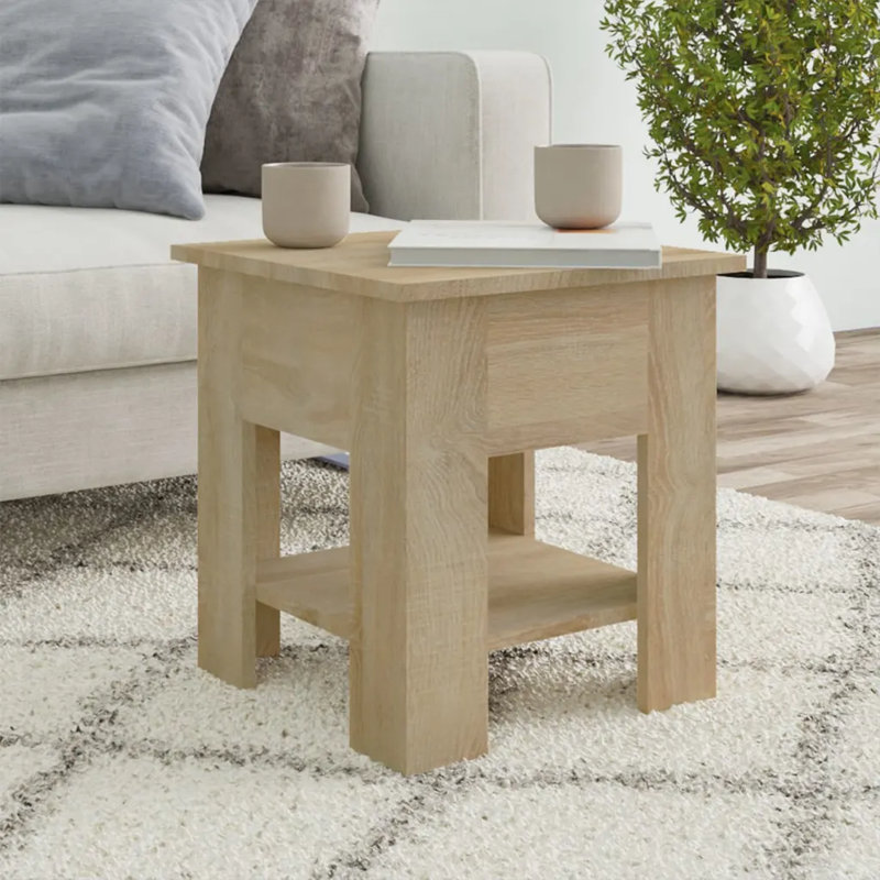 Glass End Table with Storage, White, 15.7" x 15.7" x 16.5"