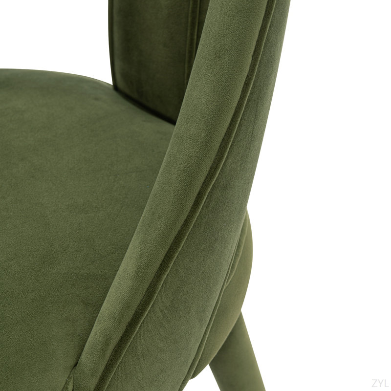 Chaise rembourrée en velours, Vert, Vert/doré