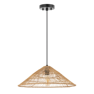 Luminaire suspendu de style bord de mer en rotin à 1 lumière 20,25 po Aisma