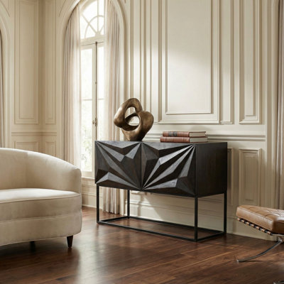 Petite console Zurich, noyer ébène avec acier