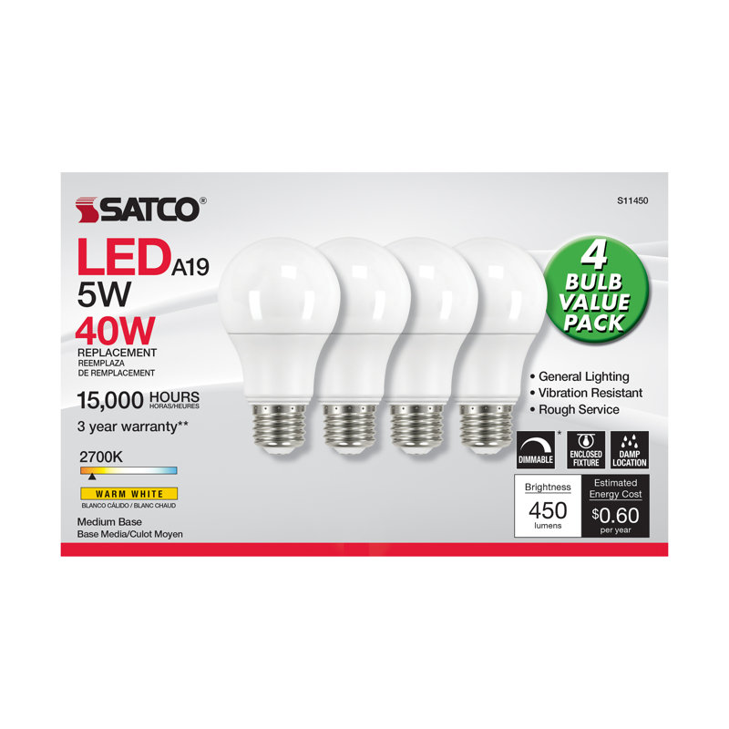 5 Watt White LED Bulb, 2700