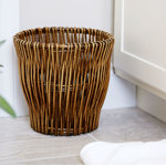 SmallReedWillowWasteBasketHandwovenBasketwithRemovableLinerAttractiveAlternativetoPlasticorMetalCansBrown