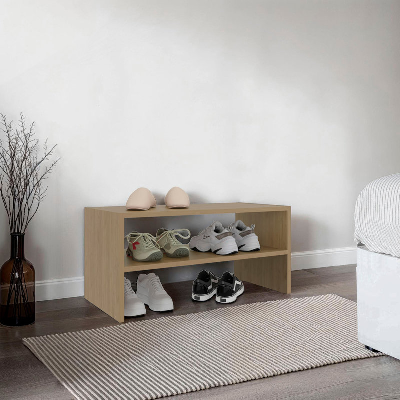 Petite étagère à chaussures avec trois tablettes ouvertes, range-chaussures moderne compact pour le vestibule ou le placard