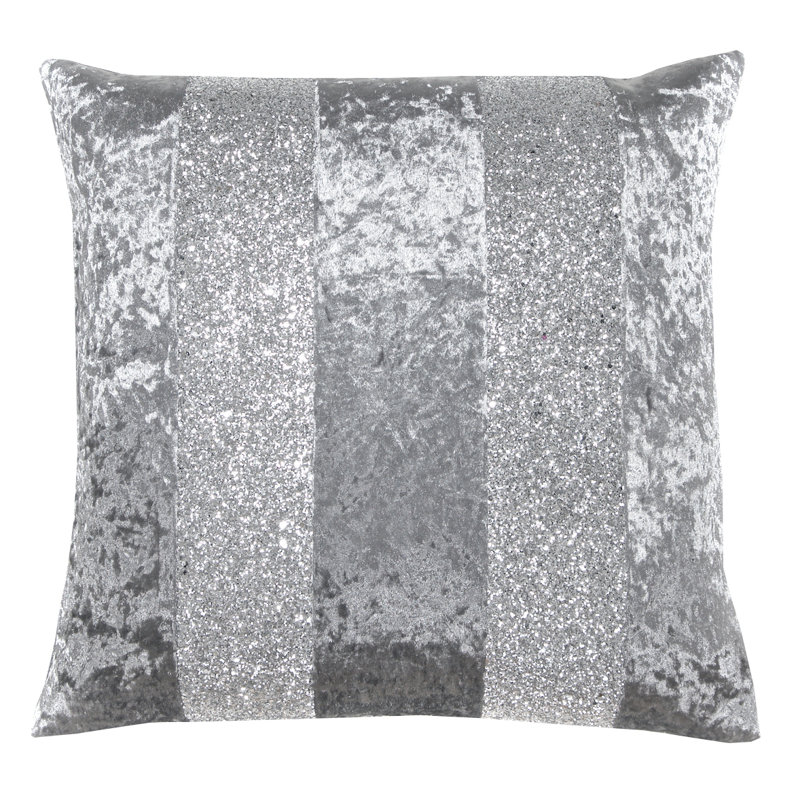 Brenda Striped Square Cushion Cover, 55 x 55cm, Grey/Silver