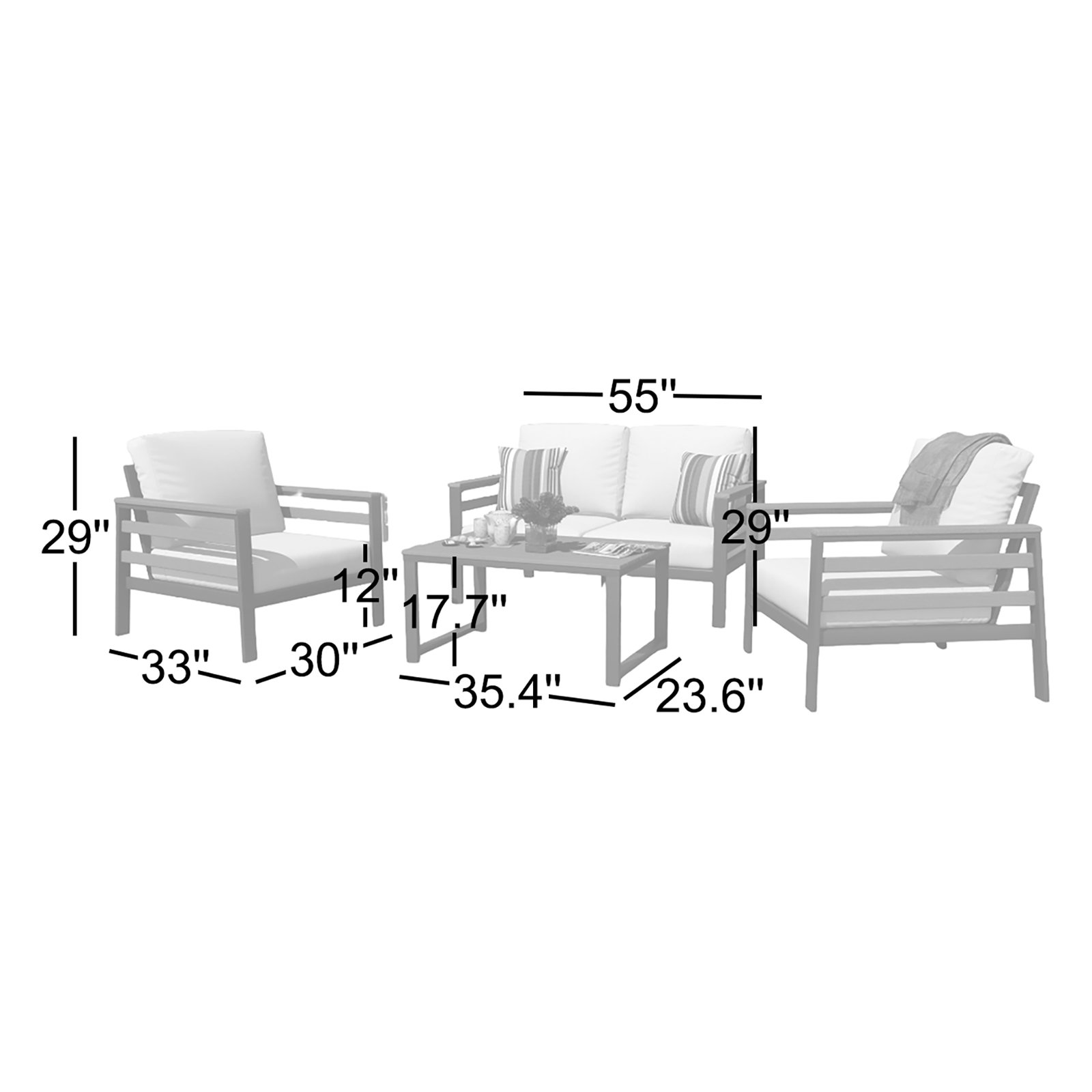 Townsend 4 - Person Outdoor Seating Group with Sunbrella® Cushions, Canvas Navy