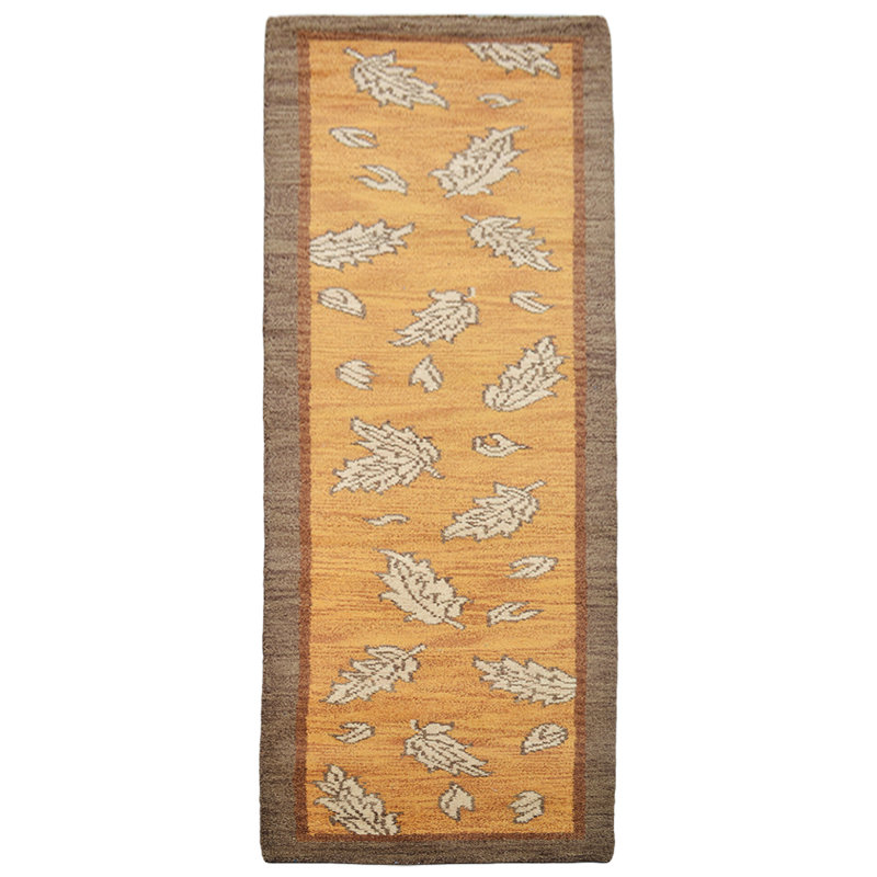 Gold | Brown Wool Handmade Floral Indoor Area Rugs Hand Knotted Runner, Runner 2'6" x 10'